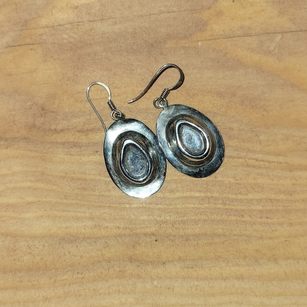 Womens Vintage Sterling Silver Cowboy Hat Earrings